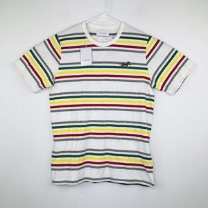 Ovadia & Sons Men's Small Shirt Cheetah Rasta Stripes White NWT $150 Flaw AK15